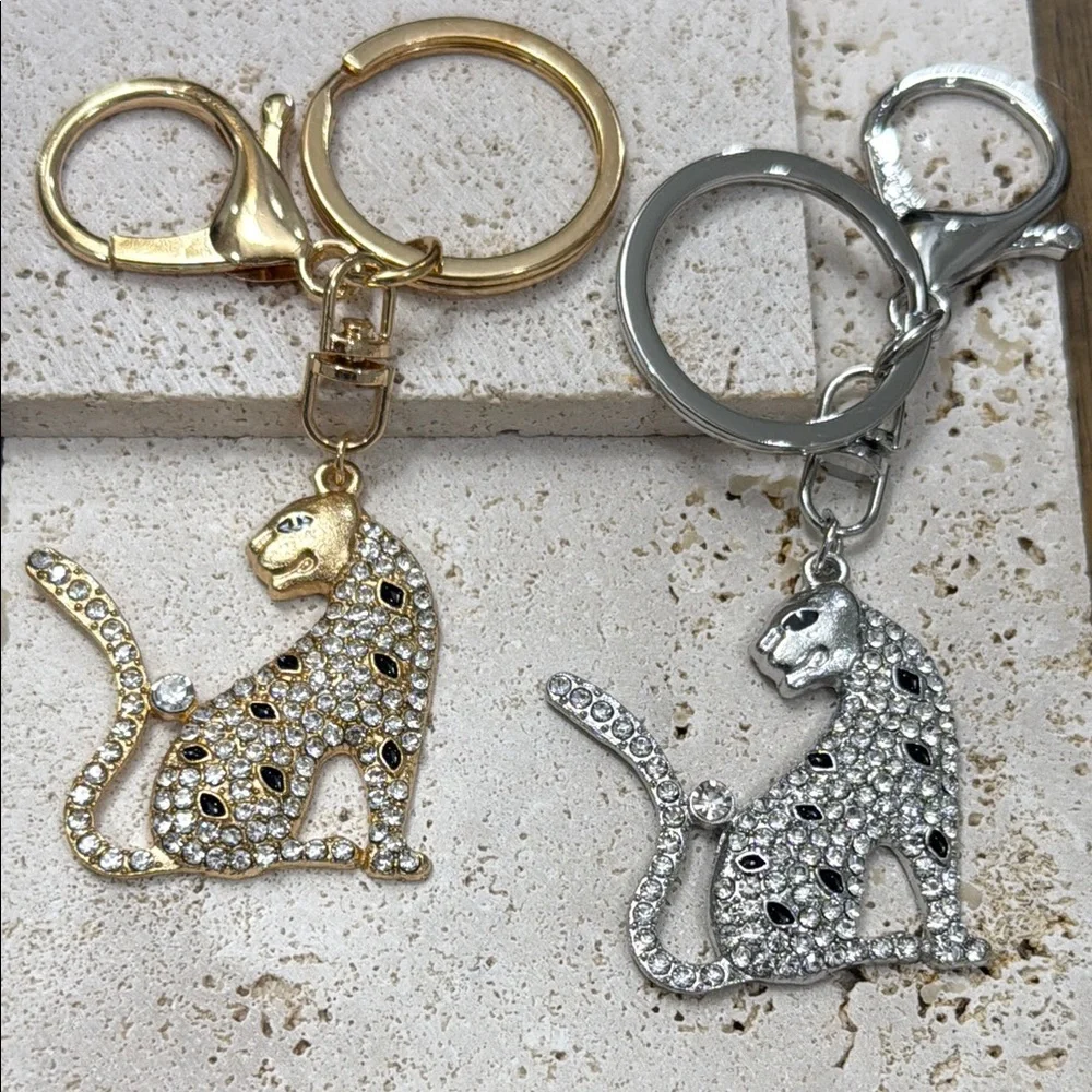 Elegant Gold and Silver Panther Keychain/Bag Charm